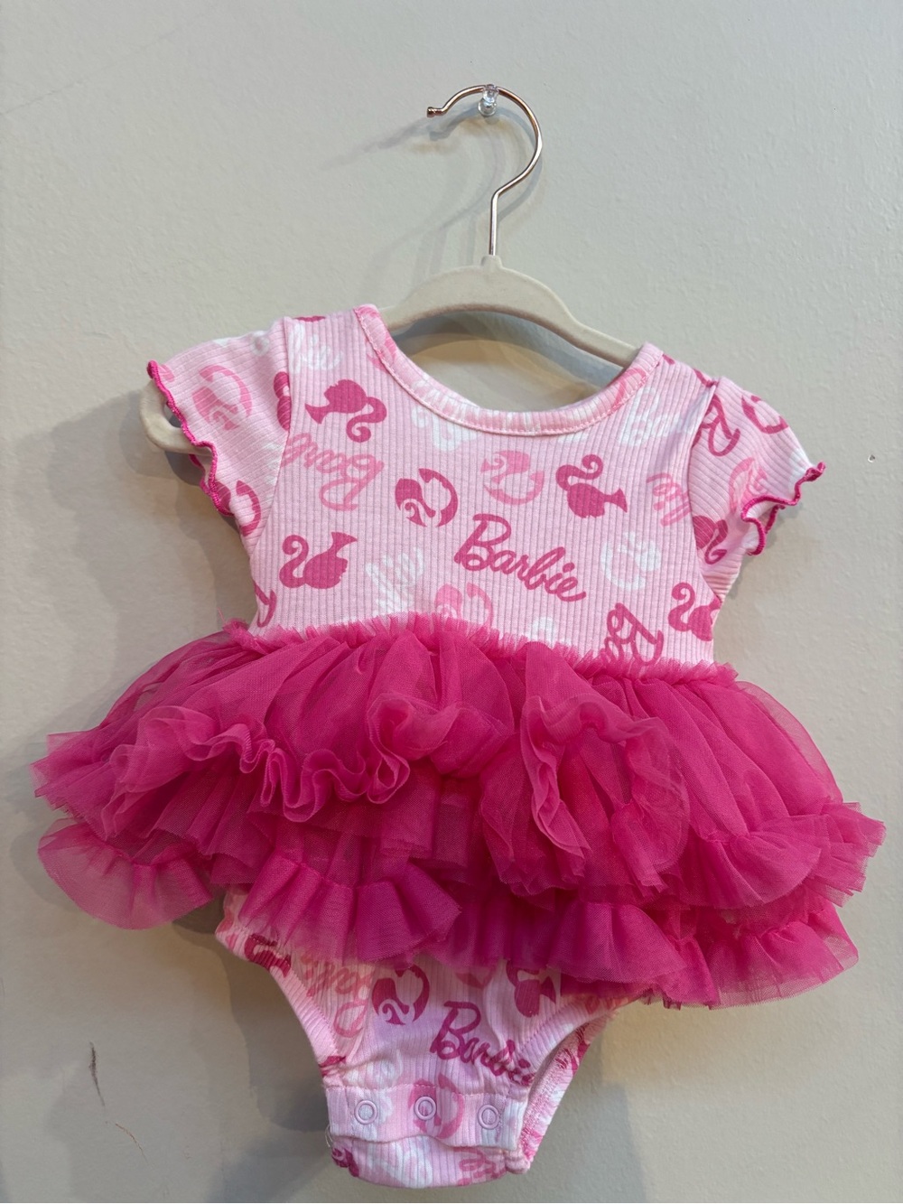 Barbie Hot Pink & Light Pink Ruffle Tutu One-Piece Bodysuit